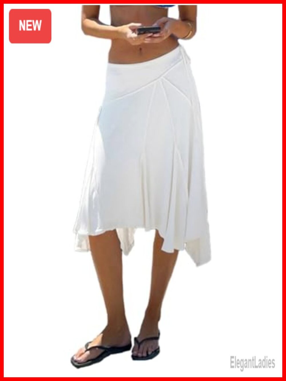 Women's Asymmetrical Midi Skirt Pleated Handkerchief Hem A-Line Flowy